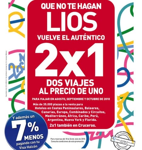 Oferta de 2×1 en viajes con Halcón Viajes Oferta de 2×1 en viajes con Halcón Viajes