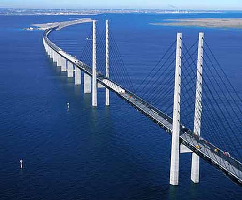 El puente Öresund, entre Suecia y Dinamarca